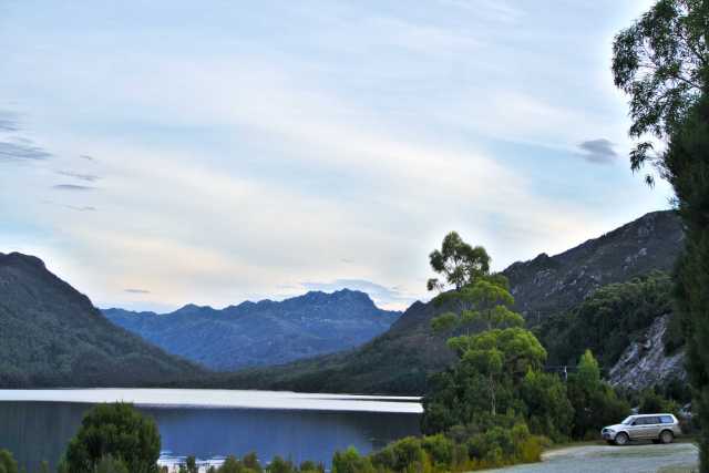 Strathgordon area camping at the boat ramp